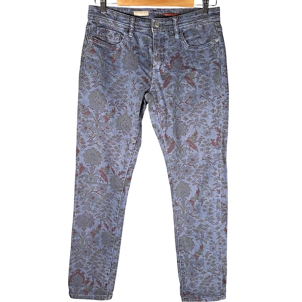 Pilcro Anthropologie Mid Rise Slim Boyfriend Blue Floral Print Jeans Women’s 27